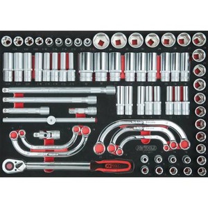 KS Tools, 1/2'' Steckschlüssel-Satz, KS Tools 1/2'' Steckschlüssel-Satz, 71 Teile, Einlage ganze Schubfläche