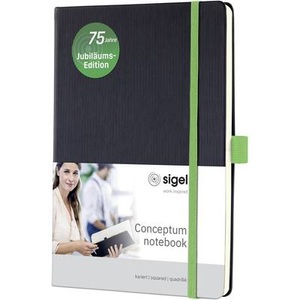 Sigel, Sigel Conceptum Jubiläumsedition CO664 Notizbuch kariert Schwarz Grün Anzahl der Blätter: 97 DIN A5, Sigel Conceptum Notizbuc Deutsch DIN A5 Punktkariert Seitlich gebunden Perforiert 97 Seiten Kunststoff Hardback Schwarz, Grün