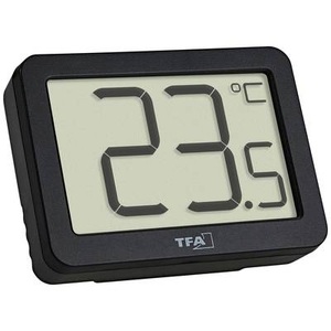 TFA Dostmann, TFA Dostmann Digitales Thermometer Thermometer Schwarz, TFA Digitales Thermometer für Raumtemperatur-Erfassung, Magnetmontage, kompakt, schwarz