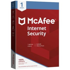 Mcafee, McAfee Internet Security Jahreslizenz, 1 Lizenz Windows, Mac, Android, iOS Antivirus, MCAFEE Internet Security MIS21MNR1RAAT 1 Device (Code in a box)