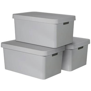 Curver, Curver Infinity Aufbewahrungsbox mit Deckel 3 Stk. 45 L Grau 240659, Curver Organizer »INFINITY«, (Set, 3 St.), Aufbewahrungsbox, stapelbar, je 45 Liter