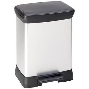 Curver, Curver Deco Duo Tretmülleimer 28 L Silbern 240638, Curver Mülleimer »Decobin Duo«, 2 Behälter, 28 Liter