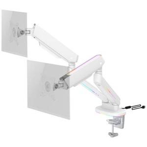 Deltaco, DELTACO GAM-135 - Doppelter Monitorarm (Weiss), 