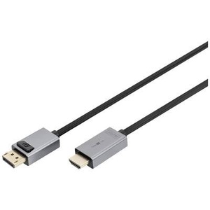 Digitus, Digitus HDMI Anschlusskabel HDMI-A Stecker 1.8 m Schwarz DB-340202-018-S vergoldete Steckkontakte HDMI-Kabel, Digitus HDMI Anschlusskabel HDMI-A Stecker, DisplayPort Stecker 1.8 m Schwarz DB-340202-018-S 4K UHD, dreifach
