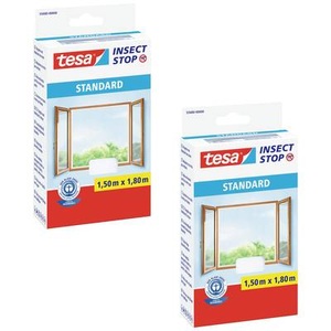 Tesa, tesa STANDARD 55680-00501-04 Fliegengitter (B x H) 150 cm x 180 cm Anthrazit 2 St., tesa Insektenschutz-Fensterrahmen »Insektenschutz - Set«