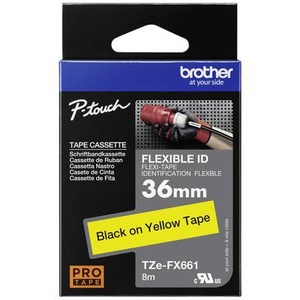 Brother, Brother P-Touch Flexitape laminiert, schwarz/gelb, 36 mm, TZe-FX661 , Brother P-Touch Flexitape laminiert, schwarz/gelb, 36 mm, TZe-FX661