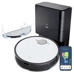 Medion, Medion Saug- und Wischroboter MD 20004 mit Clean Base, Medion MD 20004 Saug-und Wischroboter Schwarz, Silber mit Staubbeutel, mit Wischfunktion, kompatibel mit Amazon Alexa,