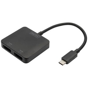 Digitus, Digitus DS-45339 DisplayPort / USB-C® Adapter [1x USB-C® - 2x DisplayPort Buchse] Schwarz HDMI-fähig, High Speed-HDMI,, 