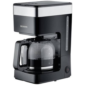 Severin, Severin KA 9263 Kaffeemaschine Edelstahl (gebürstet), Schwarz Fassungsvermögen Tassen=10 Glaskanne, mit, 