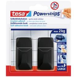 tesa Black Hooks L Powerstrips Klebehaken Large Eckig (B x H) 20 mm x 50 mm Schwarz Inhalt: 2 St.
