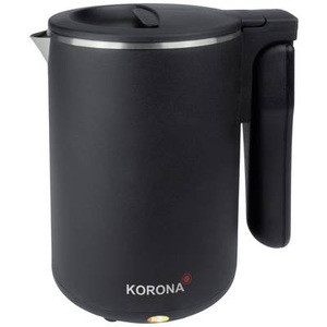 Korona, Reise-Wasserkocher 0,6 Liter, doppelwandig, 800 Watt, Korona Korona electric Wasserkocher schnurlos, Cool-Touch-Gehäuse, klappbar Schwarz Fassungsvermögen: 0.6 l