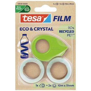 Tesa, tesa ECO & CRYSTAL 59038-00000-00 tesafilm tesafilm® Eco & Crystal Transparent (L x B) 10 m x 19 mm 2 St., TESA® Mini-Abroller Film eco & crystal ecoLogo®