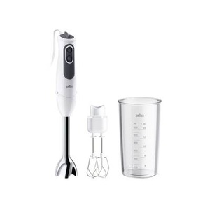 Braun, Braun 4193-MQ3105B HB BRAUN WH Stabmixer 750 W mit Messbecher, mit Mixbecher, Turbofunktion Weiß-Grau, 