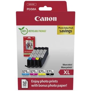 Canon, Canon Cli-571Val Ink Photo Value Pack XL Tintenpatrone, Canon Tin. CLI-571XL bcmy phot