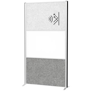 Maul, MAUL Stellwandsystem MAULconnecto, 1 x Akustikvlies hell, 1 x Akustikvlies dunkel, 1 x Whiteboard, Standfuss, auf Rollen, H 1800 x B 1000 mm, silber, Maul Stellwand Silber, Dunkelgrau, Hellgrau 9655295