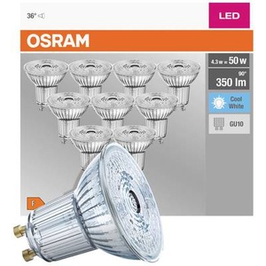Osram, OSRAM LED-Reflektor GU10 4,3W 4.000K 350lm 10er, OSRAM 4058075036703 LED EEK F (A - G) GU10 Reflektor 4.3 W = 50 W Neutralweiß (Ø x H) 50 mm x 50 mm 10 St.
