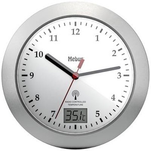 Mebus, Mebus 41124 Funk Wanduhr 17 cm x 6 cm Silber Badezimmer-/Feuchtraum geeignet, Mebus 41124 Funk Wanduhr 17 cm x 6 cm Silber Badezimmer-/Feuchtraum geeignet