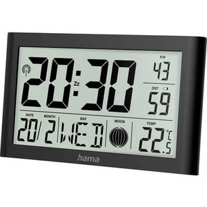HAMA, hama 00222217 Digitale Wanduhr Martinique, Funkuhr mit Thermometer, Schwarz