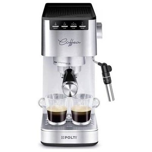 POLTI, Polti Siebträgermaschine Coffea P10S Silber Espressomaschine mit Siebträger Schwarz, Silber mit Milchaufschäumdüse