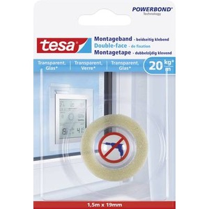 Tesa, tesa 77740-00000-00 Montageband tesa® POWERBOND Transparent (L x B) 1500 mm x 19 mm 1 Rolle(n), tesa Montageband 1.5 m x 19 mm für transparente Flächen
