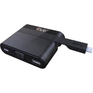 club3D, USB / HDMI Adapter [1x USB-C™ Stecker - 1x VGA-Buchse, USB-C™ Buchse, USB 3.0 Buchse A] Schwarz club3D CSV-1532, 