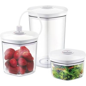 Caso, Caso Vakuumbehälter SET White - Vakuumier-Behälter-Set (Transparent/Weiß), Caso Vakuum Behälter 3 teilig 70x180mm Zubehör