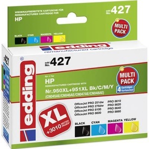 edding, Edding Tinte ersetzt HP 950, 950XL, 951, 951XL Kompatibel Kombi-Pack Schwarz, Cyan, Magenta, Gelb edding 427 EDD-427, Edding Druckerpatrone ersetzt HP 950, 950XL, 951, 951XL Kompatibel Kombi-Pack Schwarz, Cyan, Magenta, Gelb 18-427