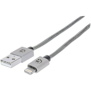 Manhattan, Manhattan iPad/iPhone/iPod Datenkabel/Ladekabel [1x USB 2.0 Stecker A - 1x Apple Lightning-Stecker] 1 m Silber, 
