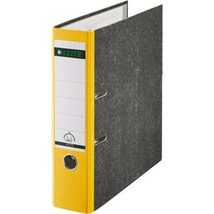 Leitz, Leitz Ordner 1080 DIN A4 Rückenbreite: 80 mm Gelb Wolkenmarmor 2 Bügel 10805015, Leitz 180° Ordner A4 82 mm Gelb 2 Ringe 1080 Pappkarton Wolkenmarmor Hochformat