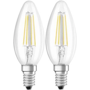 Osram, E14 4W 827 Filament-LED-Kerzenlampe 2er Set, LED-Lampe E14 4W Kerze Filament 827 2er-Set
