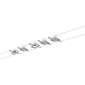 Paulmann, Paulmann Mac II Seilsystem, Chrom matt mit 5 Spots, Paulmann MacII 94133 Seil-Komplettsystem GU5.3 50 W LED Chrom (matt)