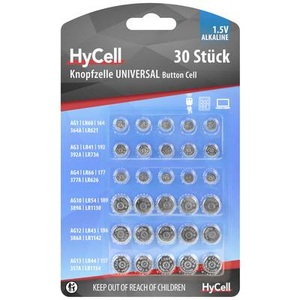 Ansmann, Alkaline Knopfzellen Sortiment 30-teilig, Hycell Alkaline-Knopfzellen-Set, 1,5 V, 30 Stück