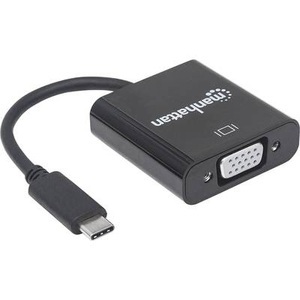 Manhattan, Manhattan USB / VGA Adapter [1x USB 3.1 Stecker C - 1x VGA-Buchse] Schwarz Farbcodiert, Flexibel, Folienschirm,, Manhattan 151771 USB / VGA Adapter [1x USB 3.2 Gen 2 Stecker C (USB 3.1) - 1x VGA-Buchse] Schwarz Farbcodiert, Flexibel,