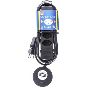 MH Safety-Line, MH Safety-Line 127139 Steckdosenleiste mit Schalter 5fach Schwarz, 