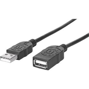 Manhattan, Manhattan USB 2.0 Verlängerungskabel [1x USB 2.0 Stecker A - 1x USB 2.0 Buchse A] 1 m Schwarz Folienschirm,, Manhattan USB-Kabel USB 2.0 USB-A Stecker, USB-A Buchse 1.00 m Schwarz Folienschirm, UL-zertifiziert, vergoldete