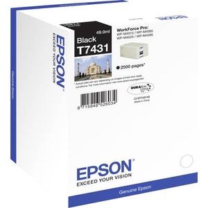 Epson, Epson Tinte T7431 Original Schwarz C13T74314010, Epson Tintenpatrone, schwarz, C13T74314010, (2'500 Seiten)