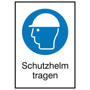 SafetyMarking, Gebotsschild Schutzhelm benutzen Schutzhelm tragen Folie selbstklebend (B x H) 131 mm x 185 mm ISO 7010 1 St., 