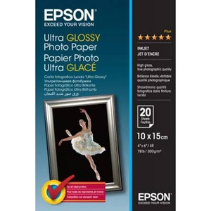 Epson, Epson Ultra Glossy Photo Paper C13S041926 Fotopapier 300 g/m² 20 Blatt Hochglänzend, Epson Foto Papier, 10cm x 15cm, 300g, ultra glossy, C13S041926, (20 Blatt)