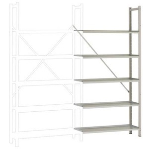 Manuflex, Steck-Regal-PLANOFEX Anbauausführung mit 5 Fachböden RA3252.7035 (B x H x T) 900 x 1900 x 300 mm Lichtgrau (RAL 7035), 