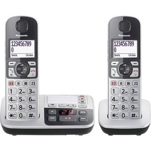 Panasonic, Panasonic KX-TGE522GS Schnurloses Seniorentelefon Anrufbeantworter Beleuchtetes Display Silber-Schwarz, Panasonic KX-TGE522GS Schnurloses Seniorentelefon Anrufbeantworter Beleuchtetes Display Silber-Schwarz
