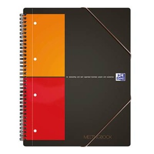Oxford, Oxford Collegeblock 100100362 Grau, Orange, Rot DIN A4+ kariert mit Rand innen/außen Anzahl der Blätter: 80, Oxford Meetingbook, A4+, kariert, 5mm, 100100362, (80 Blatt)