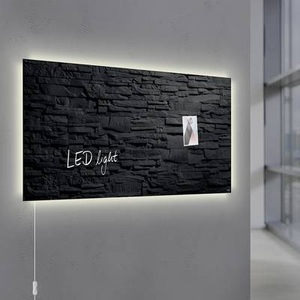 Sigel, Sigel Glas-Magnetboard GL407 artverum® mit LED-Beleuchtung, Design Schiefer-Stone, 91x46 cm, Sigel Glas-Magnetboard, LED, Schiefer-Stone, 910mm x 460mm x 15mm, GL407