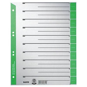 Leitz, Leitz Trennblatt 16520055 DIN A4 230 g Karton grün, Leitz 1 bis 10 Trennblätter DIN A4 Überbreite Grün 10-teilig Pappkarton 6 Löcher 1652 100 Stück