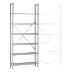 Manuflex, Steck-Regal PLANOFLEX Anbauausführung mit 6 Fachböden RA3261.7035 (B x H x T) 900 x 2250 x 300 mm Lichtgrau (RAL 7035), 