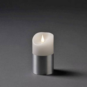 Konstmide CHRISTMAS, LED-Wachskerze m. Banderole in Silber 17,5 cm, Konstsmide 1822-300 LED-Echtwachskerze Weiß Warmweiß (B x H) 75 mm x 170 mm