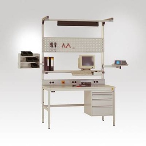 Manuflex, Manuflex LZ8235.7035 Schwenkarm Ablageboard 370x370mm mit Doppelgelenk für ALU Tisch RAL7035 lichtgrau leitfähig Farbe:, 