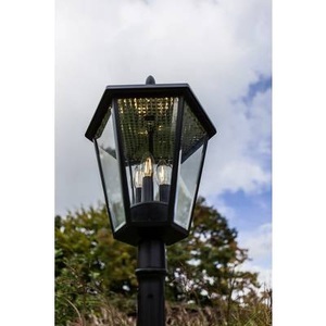 Eco-Light, Solar Mastleuchte London mit Retrofit-LED-Lampen, Solar-Mastleuchte London, schwarz, 3 x E12 LED