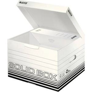 Leitz, Leitz Archivbox 6118-00-01 Karton Weiß/Schwarz 10 St., Archivbox Leitz Solid Box M 6118, mit Klappdeckel & Aufbau-Automatik, 10 Stück, weiß