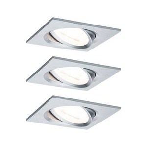 Paulmann, Paulmann 3er Spot Nova eckig schwenk/dimmbar, Alu, Paulmann 93474 Einbauleuchte LED GU10 19.5 W Aluminium (gedreht)