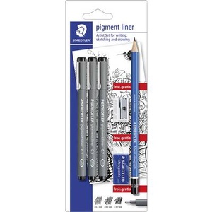 Staedtler Fineliner pigment liner 308 Artist Set 3 St./Pack. Schwarz 0.3 mm, 0.5 mm, 0.7 mm 308 SBK3P 1 Pckg.